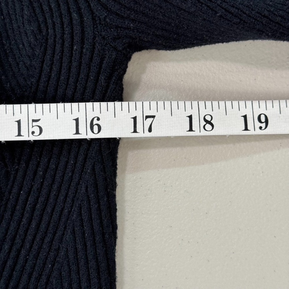 Anthropologie Maeve Cardigan Womens L Black Ribbed Cropped Capsule Soft Girl - Picture 9 of 10